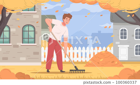 Autumn Lawn Cartoon 100360337
