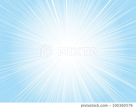 發出強烈光線的太陽光線_淡色集中線背景_淡藍色 100360576