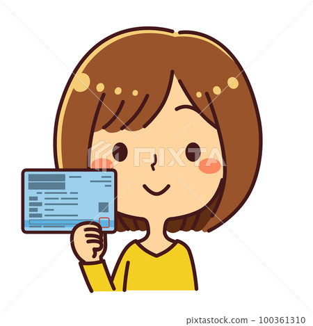 一個有健康保險卡的年輕女子插圖素材 100361310