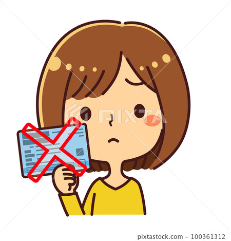 一名持有健康保險證的年輕女性廢除了插圖素材 100361312