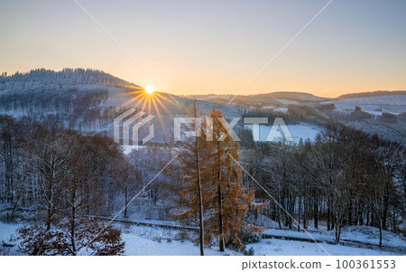 Winter landscape, Schmallenberg, Sauerland, Germany 100361553