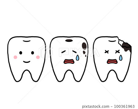 Illustration of healthy tooth and tooth decay character Illustration of healthy tooth and tooth decay character 100361963