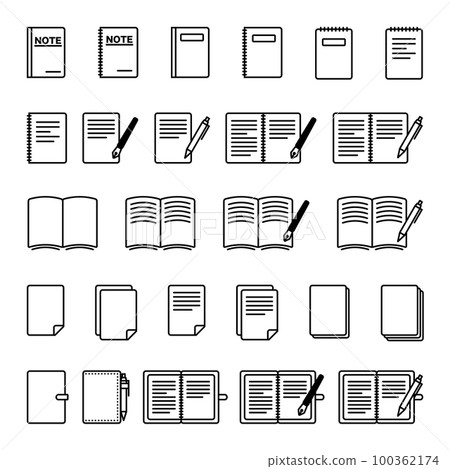 筆記本和筆圖標/商務/紙/插圖/學習/備忘錄/筆 100362174