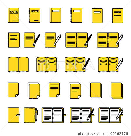 Notebook and pen icon / business / paper / illustration / study / memo / pen 100362176