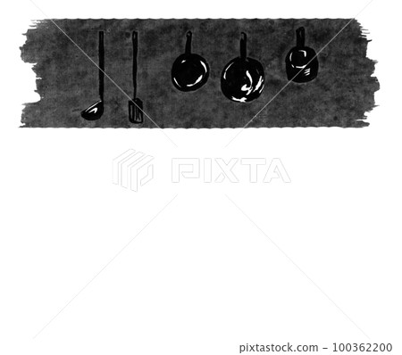 Monochrome illustration of the kitchen (ink... - Stock Illustration ...