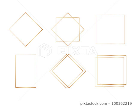 Golden geometric frames in art deco style. Luxury gold borders for for wedding invitation. Thin line polygonal set for invitation decoration. Vector illustration isolated on white background 100362219