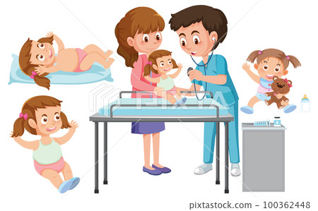Set of baby nursing cartoon character Set of baby nursing cartoon character 100362448