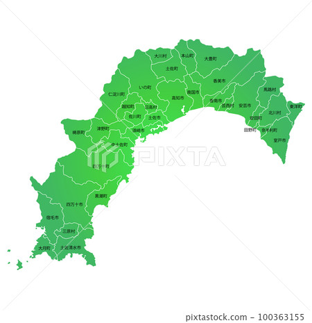 Kochi prefecture and municipalities map Kochi prefecture and municipalities map 100363155