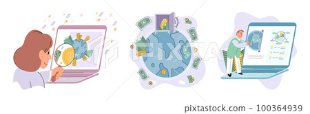 International investment company, money fly around world. Global economy financial system concept 100364939