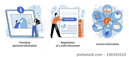 Registration of claim form register document, providing personal information, income information Registration of claim form register document, providing personal information, income information 100365028