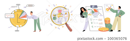 Budget plan concept. Evaluates his income and expenses, analyzes investments and savings 100365076