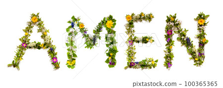 Blooming Flower Letters Building English Word Amen 100365365