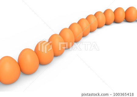 Group farm raw organic brown chicken eggs standing in line or queue 100365418