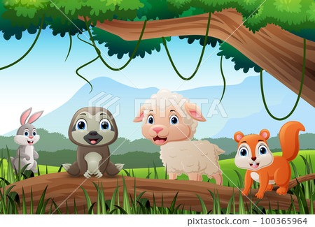 Cartoon wild animals in the jungle Cartoon wild animals in the jungle 100365964