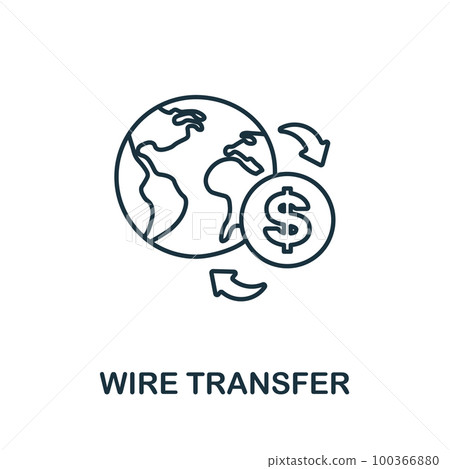 Wire Transfer line icon. Colored element sign from finance management collection. Outline Wire Transfer icon sign for web design, infographics and more. Wire Transfer line icon. Colored element sign from finance management collection. Outline Wire Transfer icon sign for web design, infographics and more. 100366880