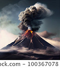Erupting volcano against dark sky, stock illustration 100367078