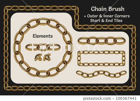 Gold chain pattern brush in vintage style Gold chain pattern brush in vintage style 100367441