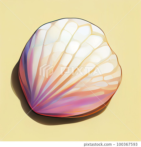 Mother-of-pearl shell. Beautiful shell icon. Colorful illustration in pastel colors. AI-generated 100367593