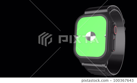 Smart watch rotating on background with Alpha channel for chroma key. Isolated 3D render. Smart watch rotating on background with Alpha channel for chroma key. Isolated 3D render. 100367643