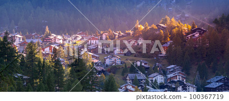 Zermatt, Switzerland aerial view banner Zermatt, Switzerland aerial view banner 100367719