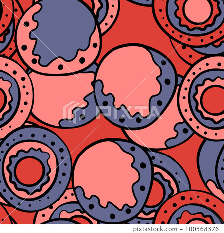 Seamless pattern with geometric aboriginal ornament. Ethnic tribal rounded color background. Afican, australian motiph. Dots painting. Vector illustration, template design for cloth, card, fabric Seamless pattern with geometric aboriginal ornament. Ethnic tribal rounded color background. Afican, australian motiph. Dots painting. Vector illustration, template design for cloth, card, fabric 100368376
