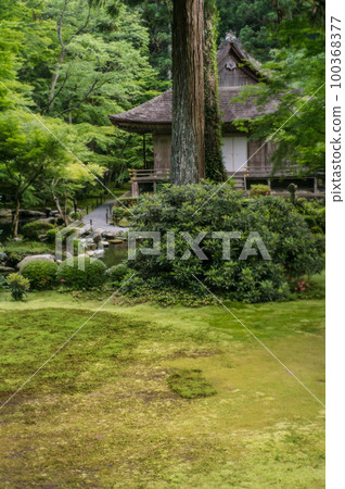 Beautiful scenery of Ohara Sanzenin temple surrounded by summer greenery in Kyoto Beautiful scenery of Ohara Sanzenin temple surrounded by summer greenery in Kyoto 100368377