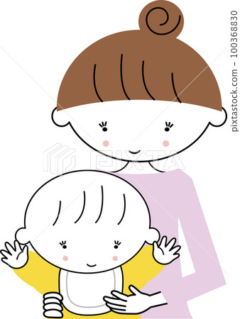 抱著嬰兒的年輕媽媽 100368830