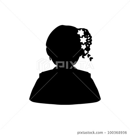 Shichi-go-san 女孩 3 歲剪影和服和服黑色 100368936