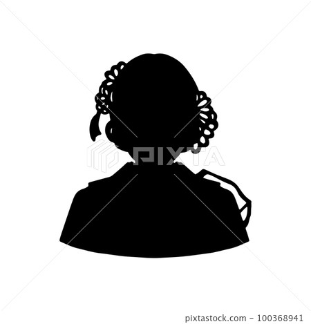 七五三節，十三舞里女孩剪影，和服，黑色 100368941