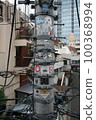 Telephone pole with lots of stickers 100368994