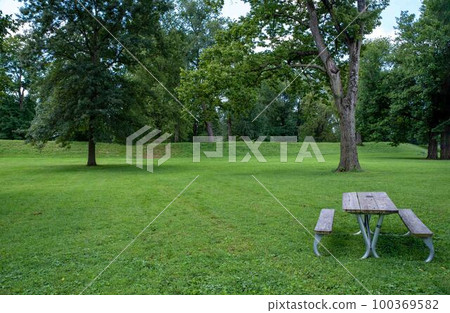 Picnic table Great Circle Mound Native American Newark Earthworks Ohio 100369582