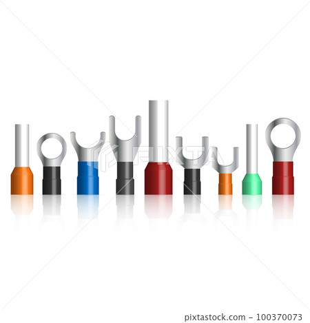 Set of various cable lugs, 3D vector illustration. 100370073