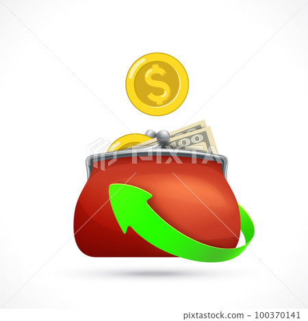 Wallet with money and growing green arrow Wallet with money and growing green arrow 100370141