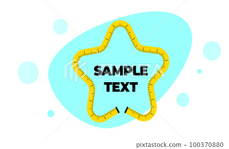 Illustration of a yellow centimeter measuring tape in the form of a star and blue abstract figures on a white background and there is a place for your text Illustration of a yellow centimeter measuring tape in the form of a star and blue abstract figures on a white background and there is a place for your text 100370880
