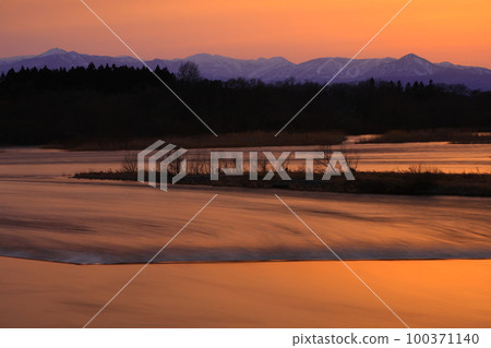 Kitakami City, Iwate Prefecture, Kitakami city area at sunset Kitakami City, Iwate Prefecture, Kitakami city area at sunset 100371140