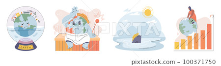 Climate change concept. Global warming metaphor. Temperature rising animal extinction. Environment Day Climate change concept. Global warming metaphor. Temperature rising animal extinction. Environment Day 100371750