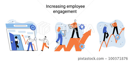 Business concepts HR department, increasing employee engagement, worker performance evaluation 100371876