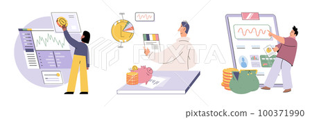 Budget plan concept. Evaluates his income and expenses, analyzes investments and savings Budget plan concept. Evaluates his income and expenses, analyzes investments and savings 100371990