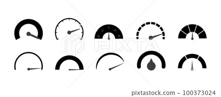 Round black indicator set. Measuring gauge with dial showing Round black indicator set. Measuring gauge with dial showing 100373024