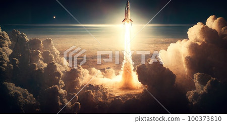 Rocket launch. Generative Ai image 100373810