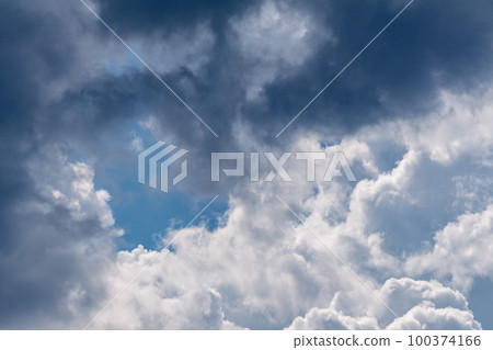High layered white epic clouds on blue sky High layered white epic clouds on blue sky 100374166
