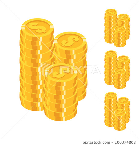 Isometric gold coins major currencies stack set 100374808