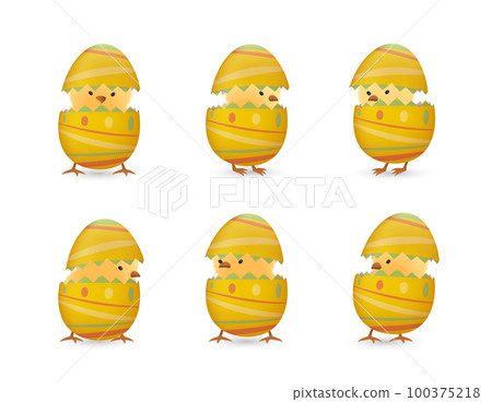 Chicks in broken line easter eggs set Chicks in broken line easter eggs set 100375218