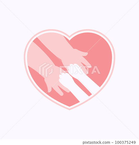 Paws on hands of kid in heart shaped frame 100375249