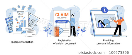 Registration of claim form register document, providing personal information, income information Registration of claim form register document, providing personal information, income information 100375896
