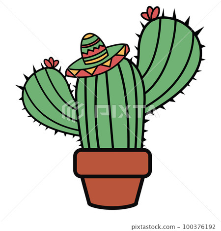 Nice funny cactus doodle sign Nice funny cactus doodle sign 100376192