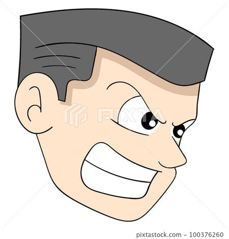 angry face boy head emoticon growling close cropped hair 100376260