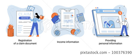 Registration of claim form register document, providing personal information, income information 100376390