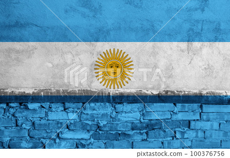 Flag painted on the brick wall Flag painted on the brick wall 100376756