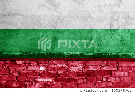 Flag painted on the brick wall 100376765